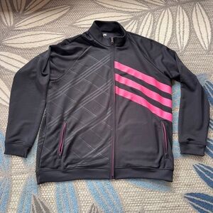 Adidas Men’s Golf 3 Stripes Full Zip Jacket Size XL Pink Black
